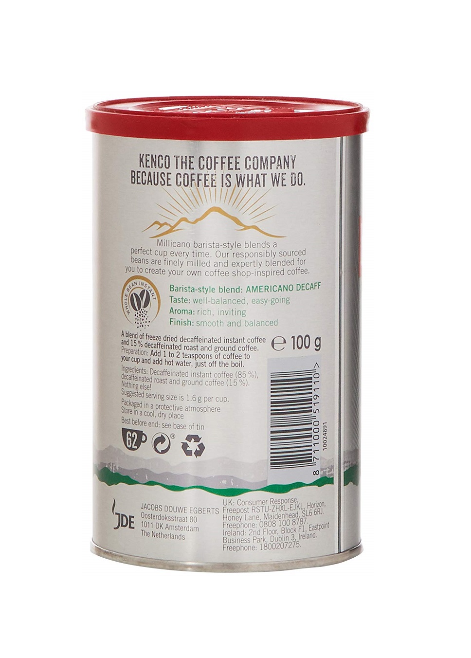 KENKO MILICANO AMERICANO DECAFF 100 قهوه فوری کنکو میلیکانو آمریکانو بدون کافئین KENKO MILICANO AMERICANO DECAFF مدل باریستا Barista Edition