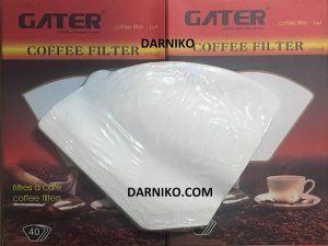 فیلتر کاغذی وی V60 سایز 103 گاتر 40 عددی GATER فیلتر قهوه جوش کاغذی سفید